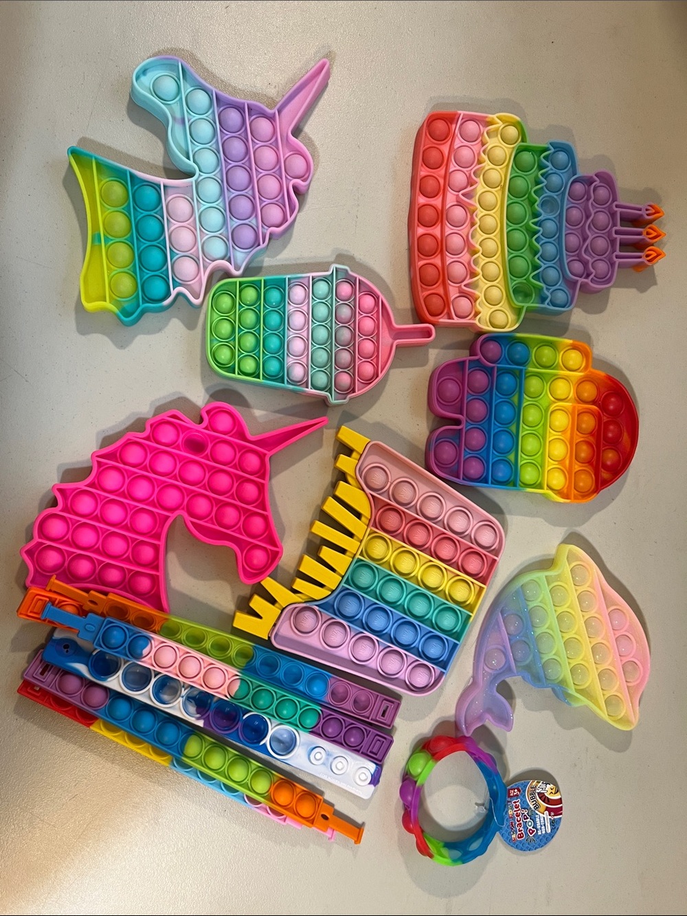 Rainbow Pop-It Sensory Fidget Toy Set for Kids - Multicolor